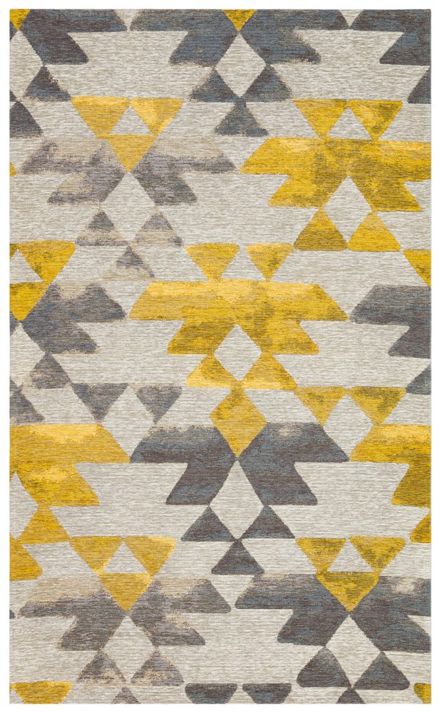 שטיח צהוב אפור משולשים