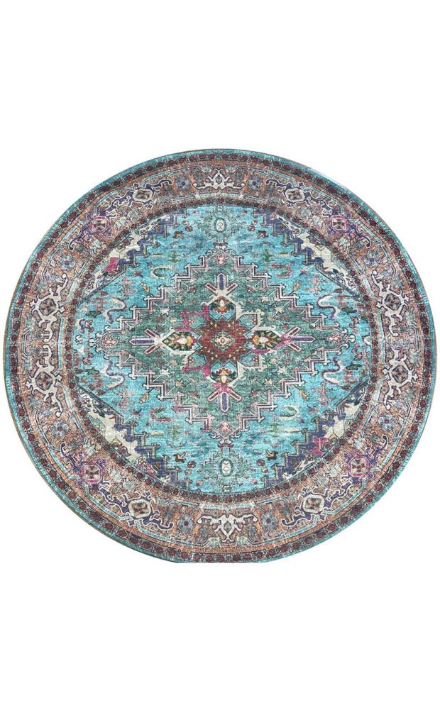 שטיח עגול מדליון טורקיז