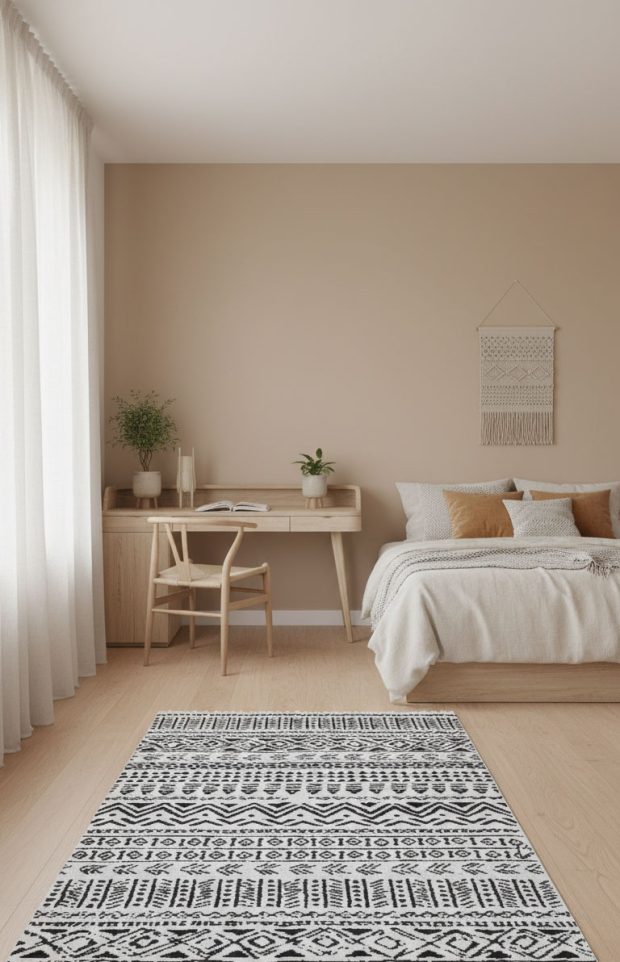 שטיח קילים גיאומטרי שחור לבן דו צדדי AR 03 SALE