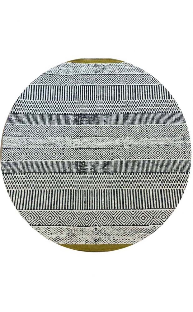 שטיח עגול שחור לבן