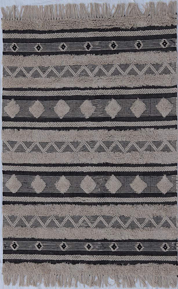 שטיח קילים אריגה משולבת גוון טבעי שחור לבן