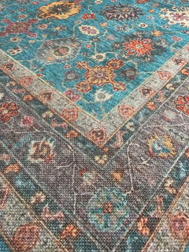 שטיח וינטג' כחול מסגרת
