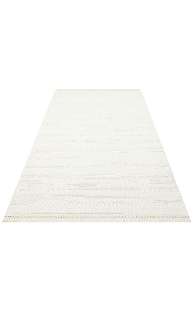 שטיח לולאות מדוגם לבן