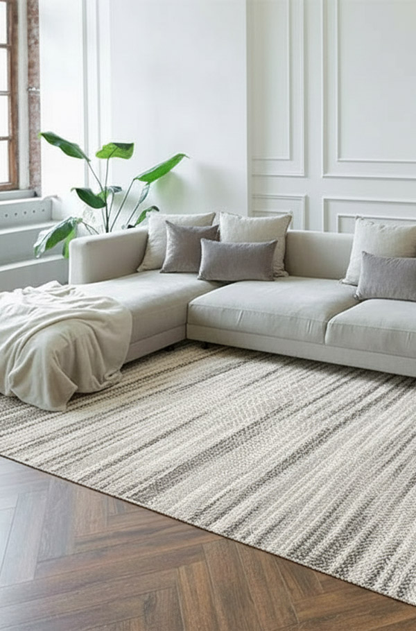 שטיח לולואות אפור בז'