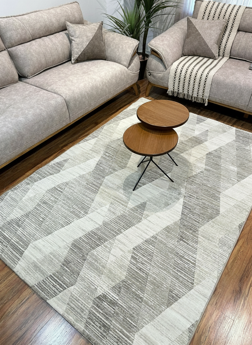 שטיח מעויינים אפור