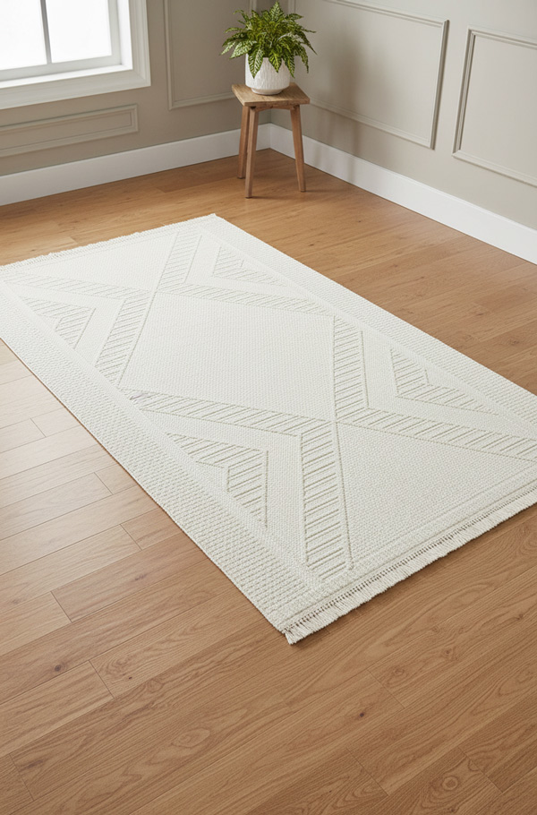 שטיח לולאות לבן דוגמא