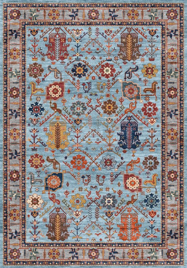 שטיח דומת קזאק קלאסי אפור תכלת