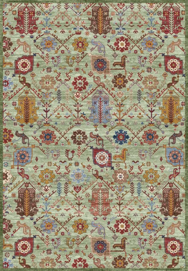 שטיח דוגמת זיגלר ירוק