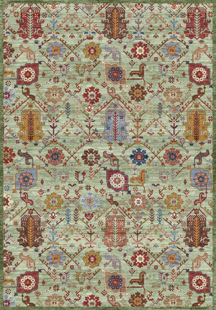 שטיח דוגמת זיגלר ירוק