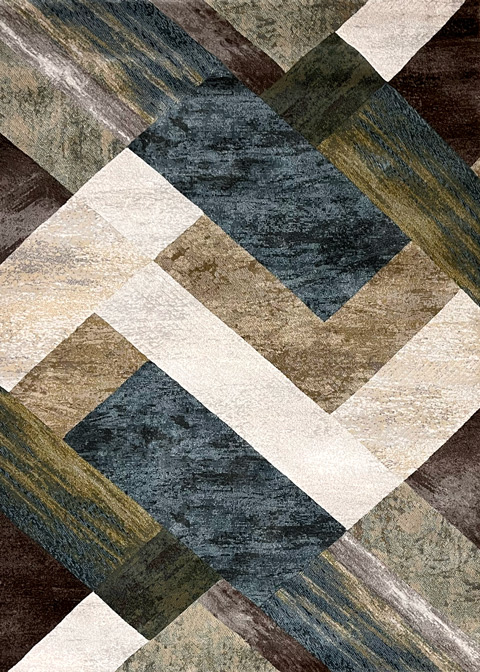 שטיח בלגי אלכסונים כחול ירוק