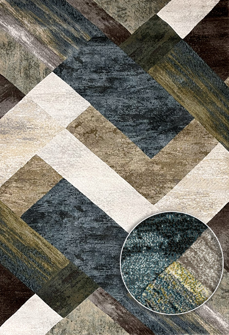 שטיח בלגי אלכסונים כחול ירוק