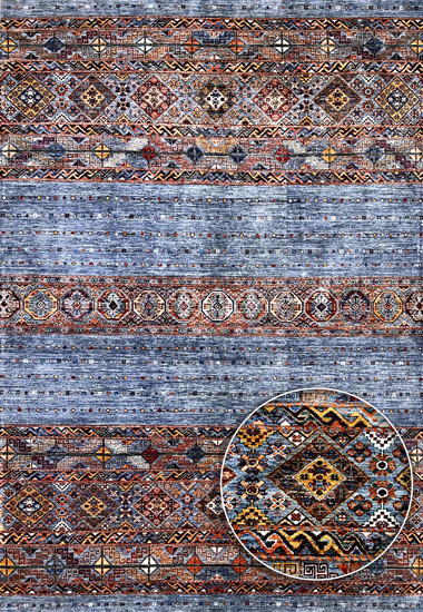 שטיח עבודת יד גוון אפור תכלת