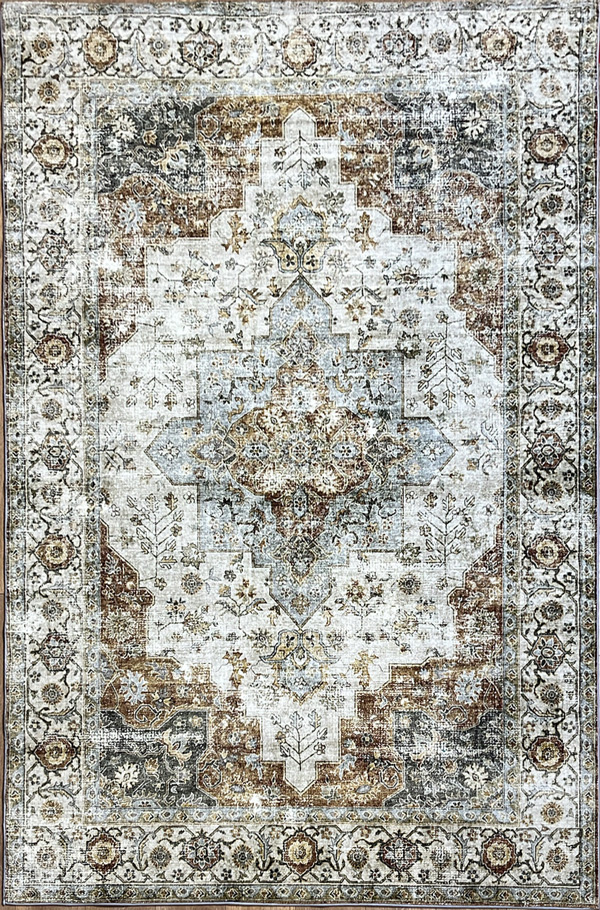 שטיח קשמיר וינטג' מדליון בז'