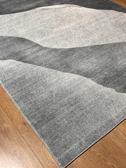 שטיח לוקה מודרני גלים בגווני אפור