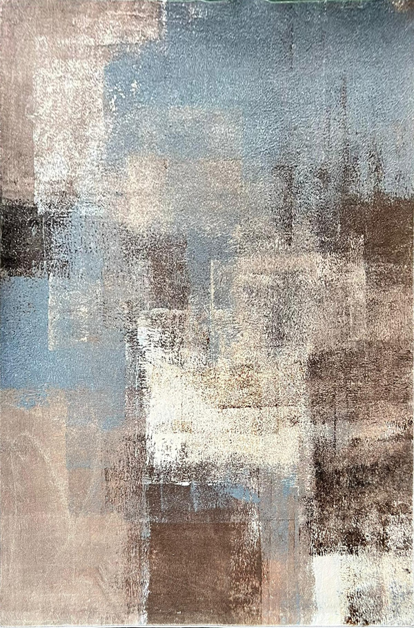 לוקה 87 שטיח מודרני אבסטרקטי חום ותכלת