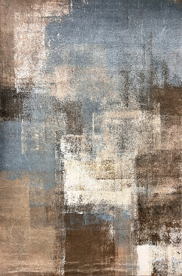 שטיח מודרני בגווני כחול וחום