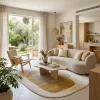 שטיח FLOW אמורפי דגם RETRO 7698, Israeli Garden Apartment, lifestyle props, Soft, sunny daylight filtering through large g...