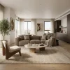 שטיח קומפורט בז', Quiet Luxury (Mocha & Espresso), lifestyle props, Quiet Luxury (Mocha & Espresso), Soft Window Light.