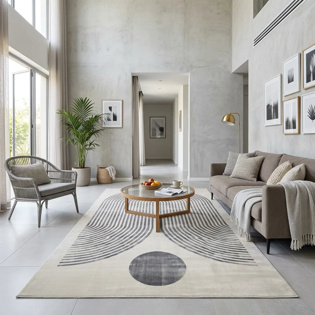 שטיח אלמנט 3005 SALE, Contemporary Israeli-style living room with high ceilings, Contemporary Israeli Eclectic Boho Real E...