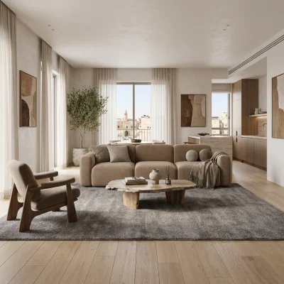 שטיח קומפורט אפור 01 -SALE, Quiet Luxury (Mocha & Espresso), lifestyle props, Quiet Luxury (Mocha & Espresso), Soft Window...