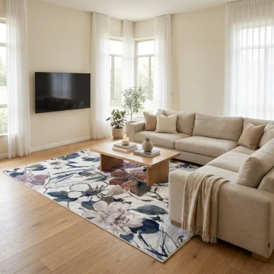שטיח בלגי דגם בריסל 222, Scandi Neutrals, styled props, Soft Window Light.