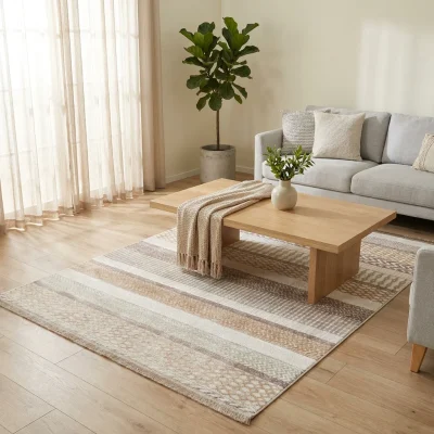 שטיח פסים סאטן גוונים טבעיים 14 SALE, Scandi Neutrals, Scandinavian, Natural Daylight, styled props.