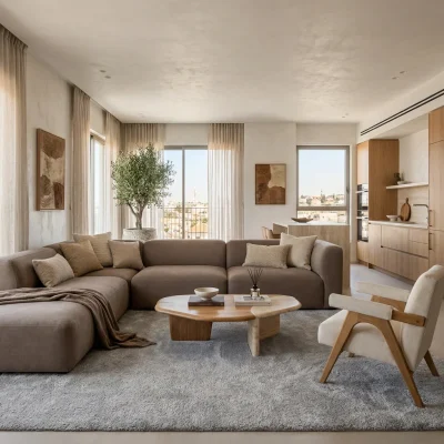 שטיח קומפורט אפור בהיר, Quiet Luxury (Mocha & Espresso), lifestyle props, Quiet Luxury (Mocha & Espresso), Soft Window Light.
