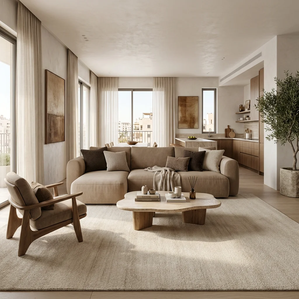 שטיח קומפורט COMFORT אלסקה, Quiet Luxury (Mocha & Espresso), lifestyle props, Quiet Luxury (Mocha & Espresso), Soft Window...
