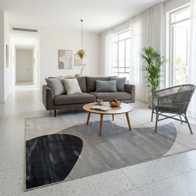 שטיח אלמנט 3003 SALE, Scandi Neutrals, lifestyle props, Contemporary Israeli Boho, Abundant, crisp natural daylight.