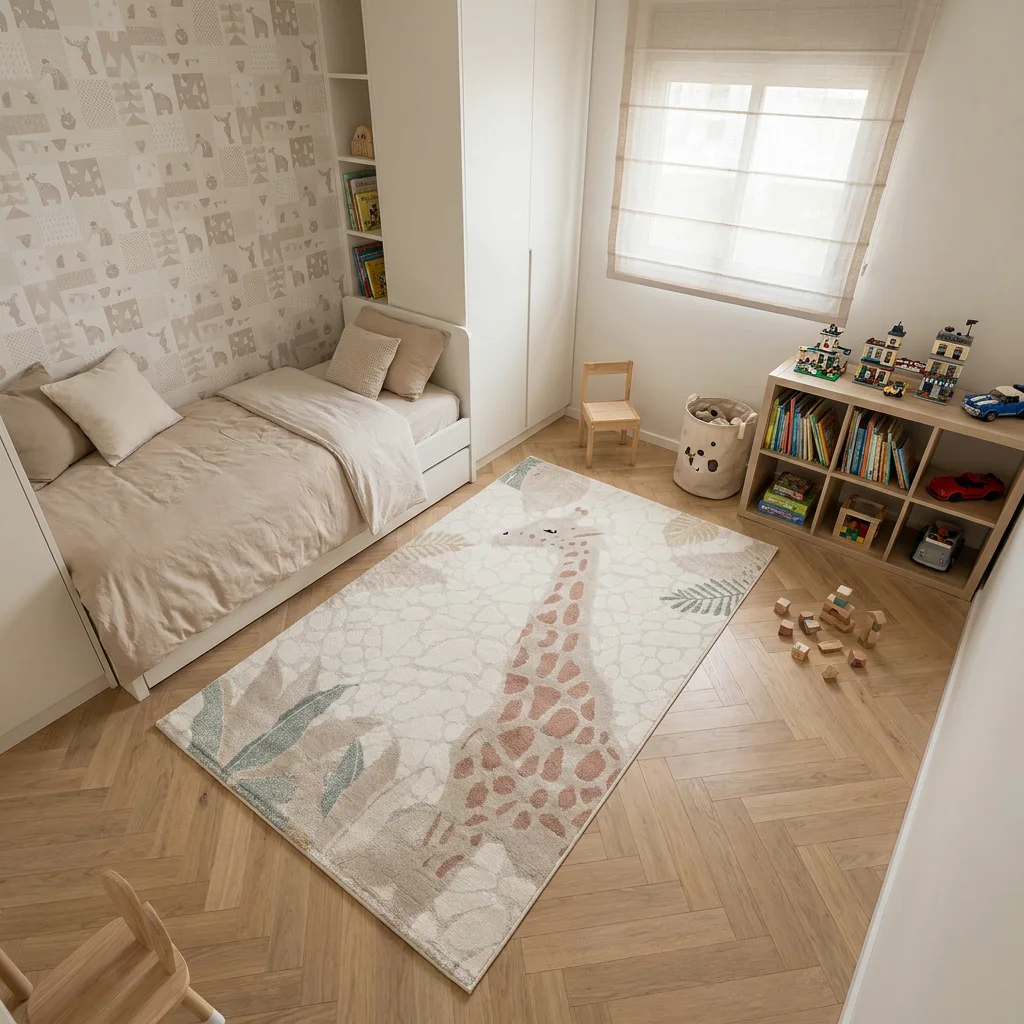 שטיח פיקולי 08, Israeli Children's Bedroom, Scandi Neutrals, lifestyle props, Soft Window Light.