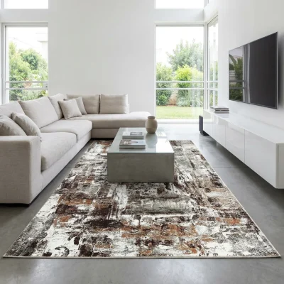שטיח בלגי דגם בריסל 17, Modern Villa Living Room, Sharon Region, lifestyle props, Modern Israeli Villa Aesthetic, Bright C...
