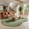 שטיח FLOW אמורפי דגם ZEN 02 OLIVE, Earthy Organic, lifestyle props, Dreamy Morning Glow.