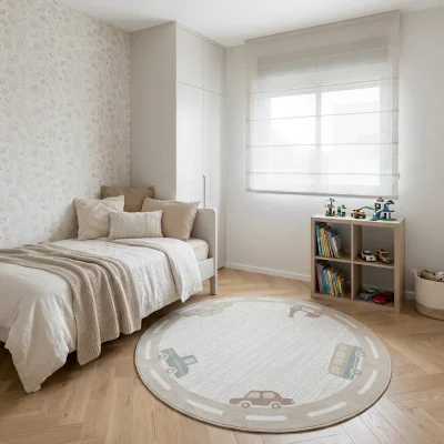 שטיח פיקולי 01, Israeli Children's Bedroom, Scandi Neutrals, lifestyle props, Soft Window Light.
