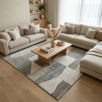 שטיח בלגי דגם בריסל 225, Modern Israeli Villa in Sharon area, Scandi Neutrals, styled props, Soft Window Light.