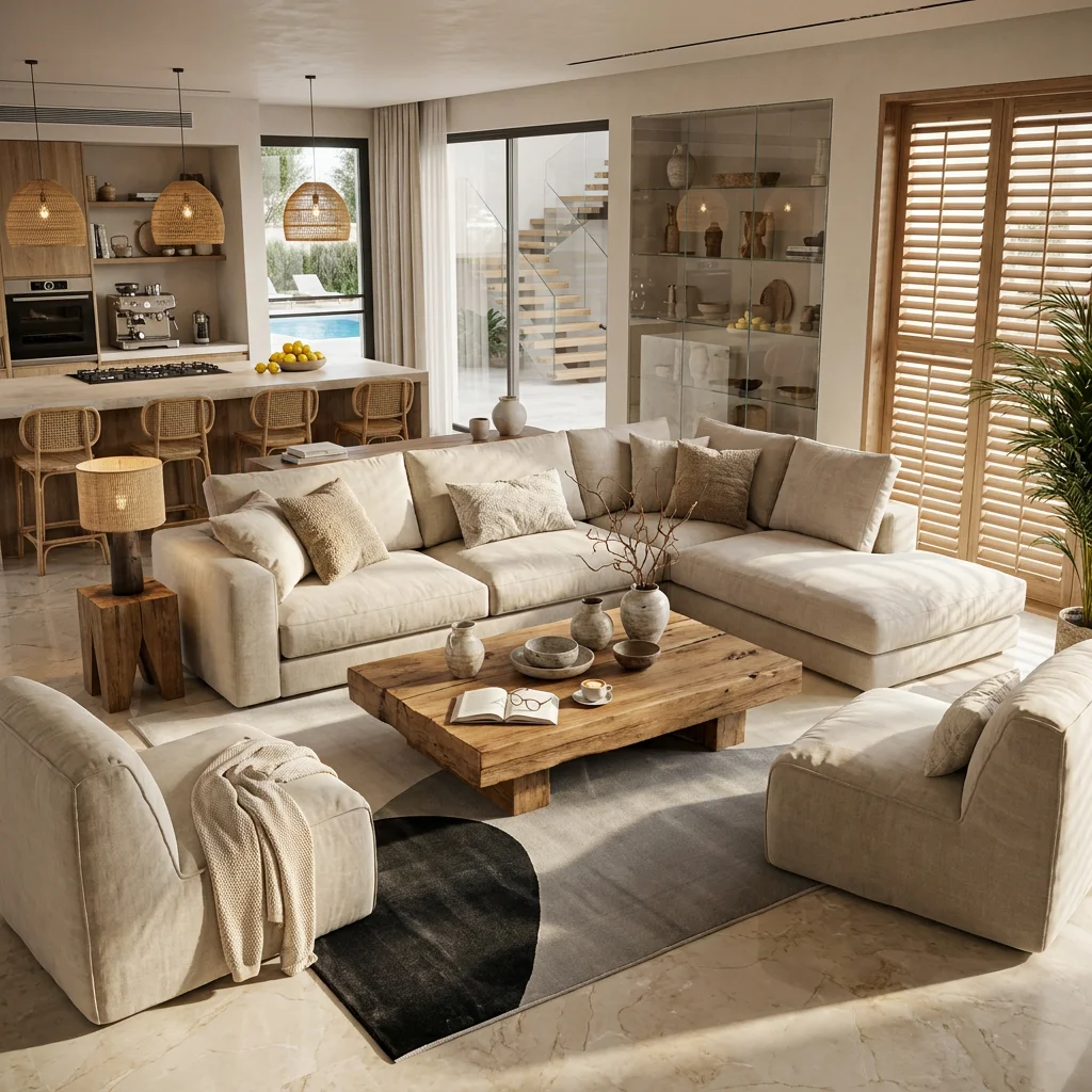 שטיח אלמנט 3003 SALE, Golden Hour (Sunwashed), excessive props, High-End Desert Lodge, Dreamy Morning Glow.