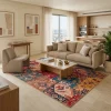 שטיח אליסטה 205 PATCHWORK, Scandi Neutrals, lifestyle props, Soft Window Light.
