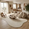 שטיח FLOW אמורפי דגם OASIS 80304, High-floor Israeli apartment living room, Quiet Luxury (Mocha & Espresso), lifestyle pro...