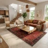 שטיח צמר אתני אדום KDM 09 בעבודת מכונה, Earthy Organic, lifestyle props, Dreamy Morning Glow.