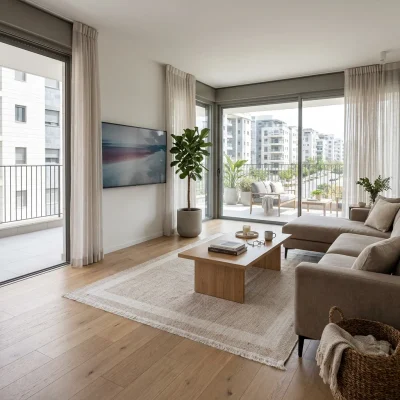 שטיח לולאות מסגרת דגם COZY 05 בז', Scandi Neutrals, Flat Cloudy Sky, lifestyle props.