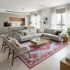 שטיח בוהו צבעוני 1466, Modern Israeli Living Room, lifestyle props, Refined Contemporary Israeli Aesthetic, Dreamy Morning...