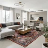 שטיח וינטג' קשמיר 188, Modern Israeli Living Room, lifestyle props, Refined Contemporary Israeli Aesthetic, Dreamy Morning...