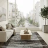 שטיח בלגי דגם בריסל 32, spacious, bright living room on the 10th floor of a contemporary apartment building, Scandi Neutra...
