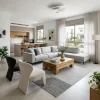 שטיח אלמנט 3001, lifestyle props, Refined Contemporary Israeli Aesthetic, Dreamy Morning Glow.