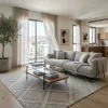 שטיח לולאות דגם COZY 03 אפור קרם, Scandi Neutrals, Soft Window Light, lifestyle props.