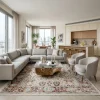 שטיח וינטג' קשמיר 327, lifestyle props, Contemporary Israeli Penthouse Luxury, Soft Window Light.