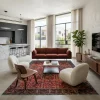שטיח צמר אתני אדום KDM 09 בעבודת מכונה, Open-plan, Central Israeli apartment, Complimentary (Adaptive), lifestyle props, C...