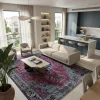 שטיח וינטג' בילבאו 07, Curated Artisanal Modern, Soft Mediterranean afternoon daylight, lifestyle props.