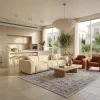 שטיח קלאסי צבעוני 1739, Open-plan living room in a contemporary Israeli home, lifestyle props, New Mediterranean-Modern Lu...