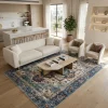 שטיח וינטג' קשמיר 193 XXL, Spacious open-plan contemporary Israeli living room with integrated kitchen, Soft, natural Medi...
