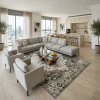 שטיח וינטג' קשמיר 424, lifestyle props, Contemporary Israeli Penthouse Luxury, Soft Window Light.